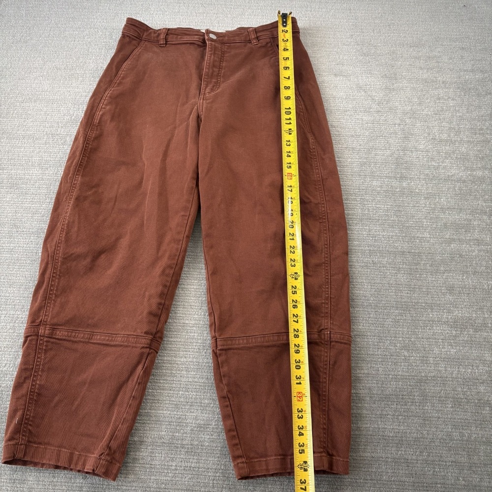 Everlane Pants Women 10 Brown Barrel Leg Utility High Rise Cotton Casual Stretch - Picture 5 of 10